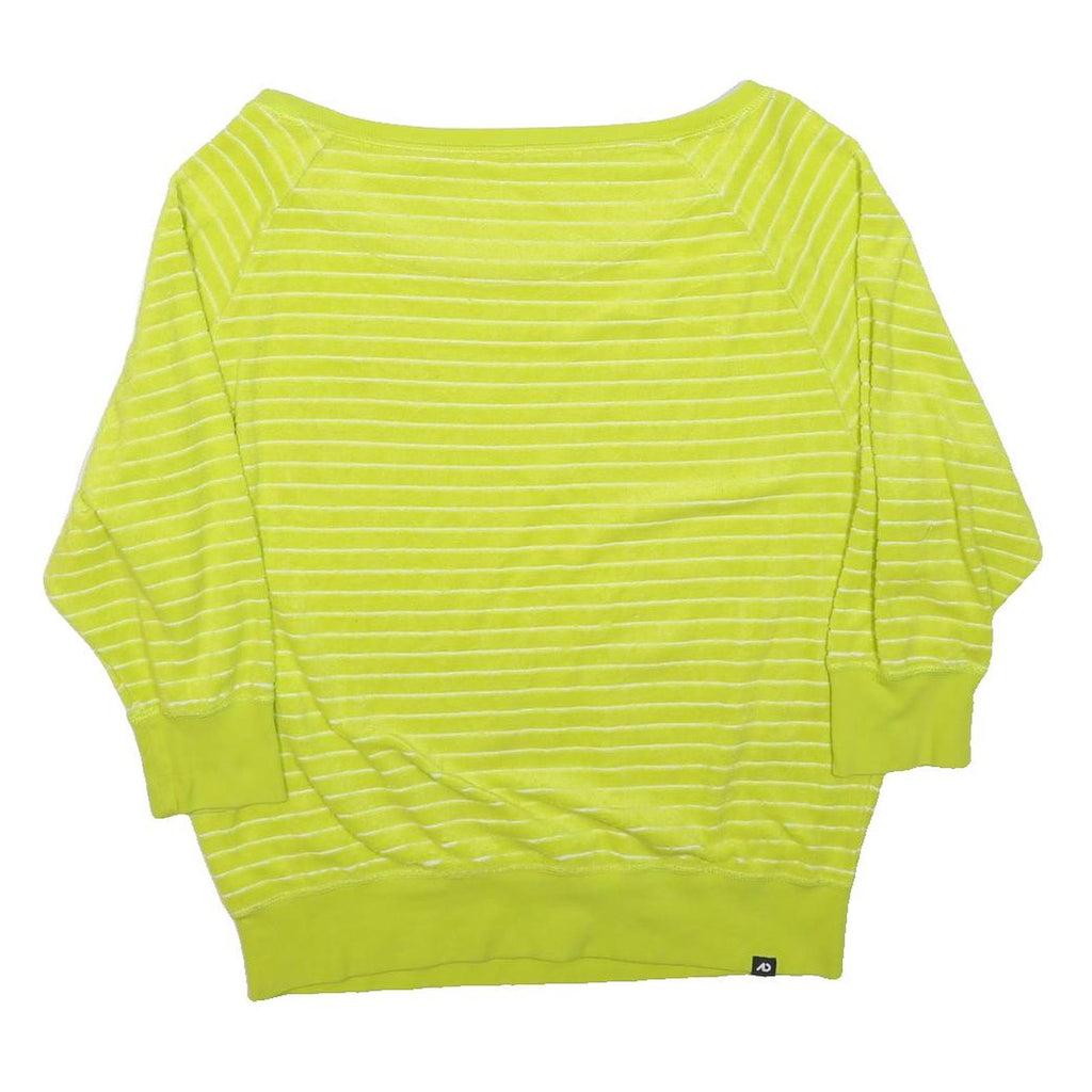 NIKE Womens Yellow & White Striped Plain Jumper Round Neck Basic Knit M