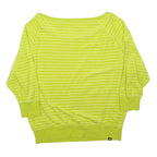 NIKE Womens Yellow & White Striped Plain Jumper Round Neck Basic Knit M