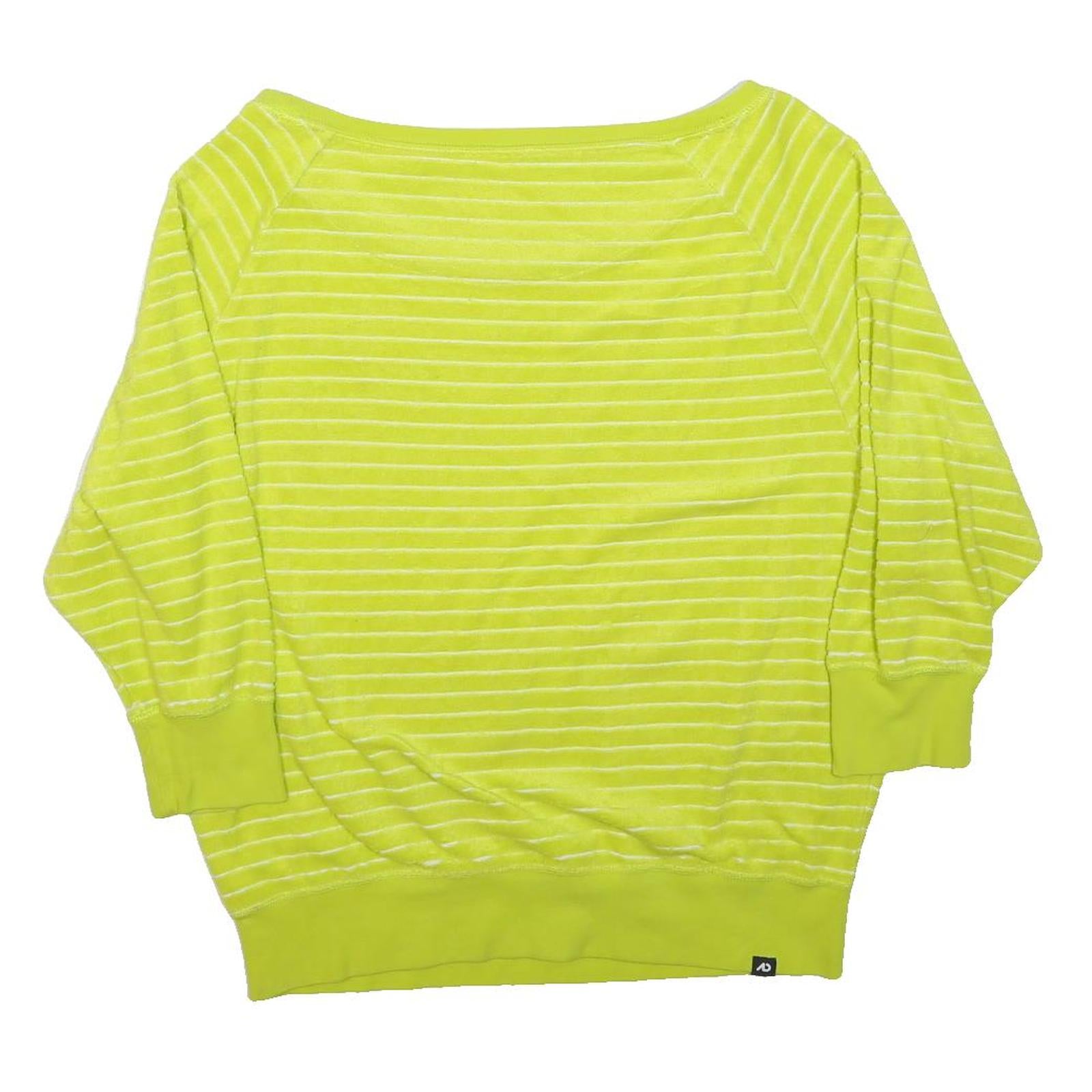 NIKE Womens Yellow & White Striped Plain Jumper Round Neck Basic Knit M