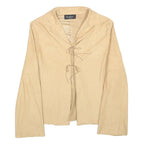 LOI COF OUE Womens Beige Long Sleeve Shirt M Tie Front Casual