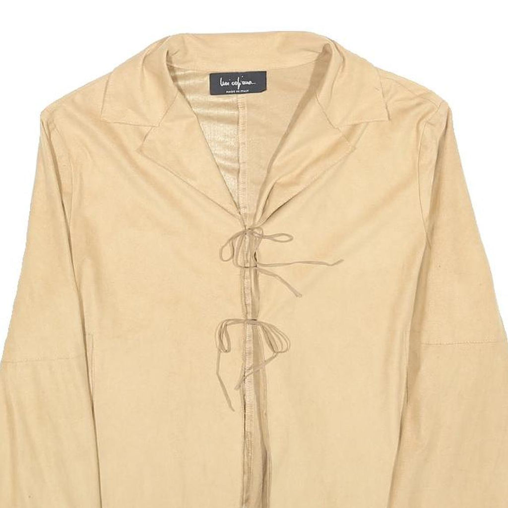 LOI COF OUE Womens Beige Long Sleeve Shirt M Tie Front Casual