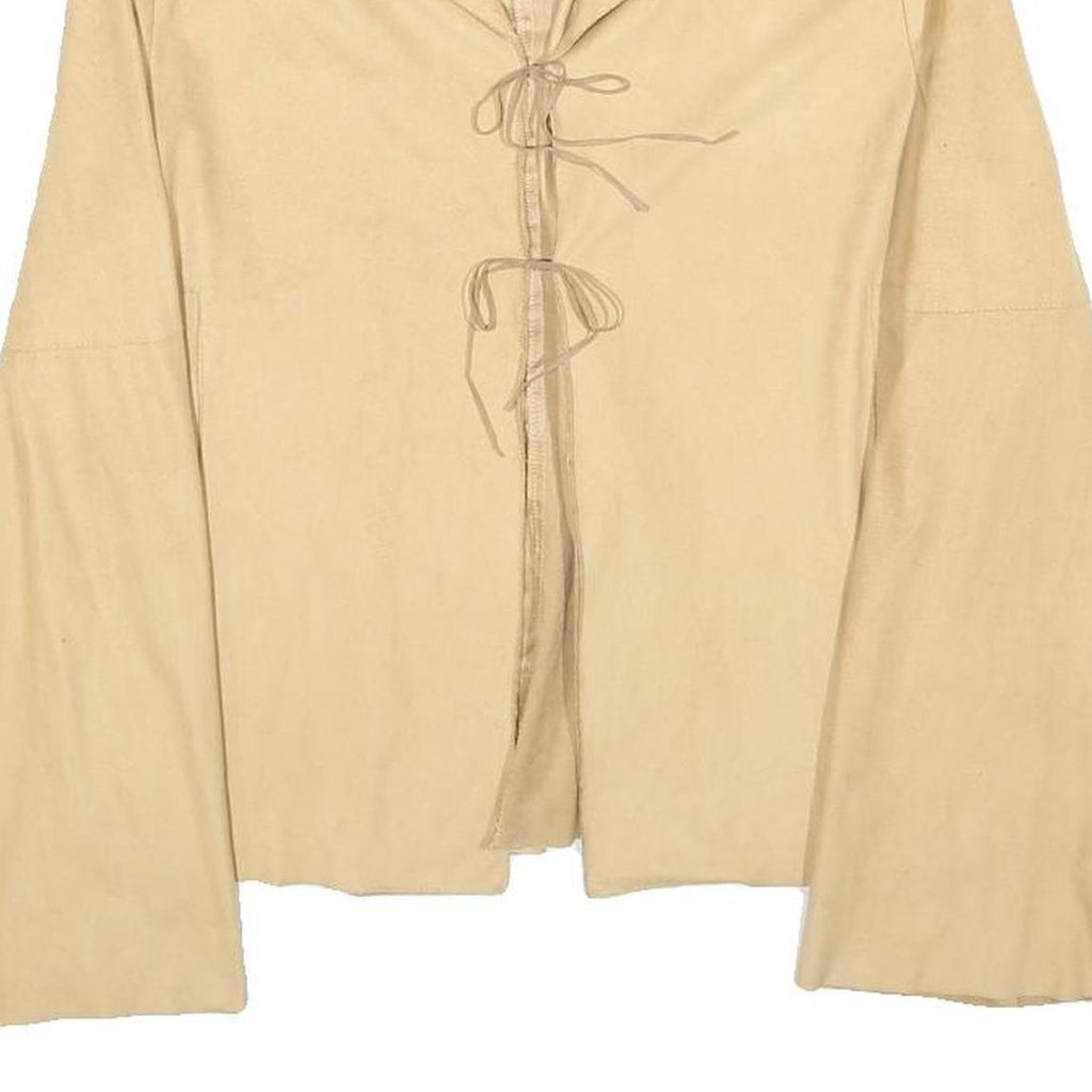 LOI COF OUE Womens Beige Long Sleeve Shirt M Tie Front Casual