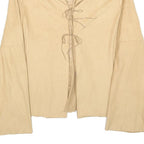 LOI COF OUE Womens Beige Long Sleeve Shirt M Tie Front Casual