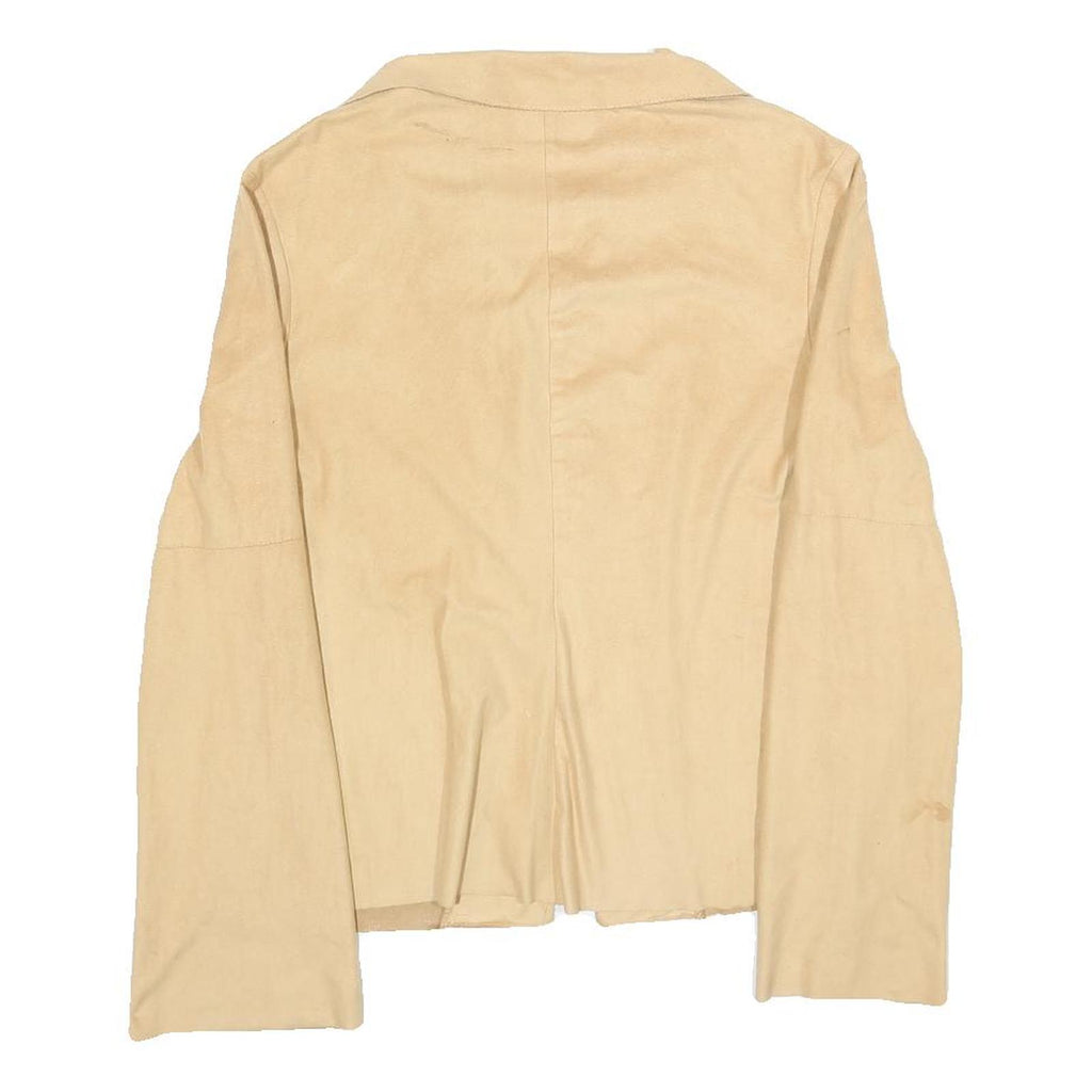 LOI COF OUE Womens Beige Long Sleeve Shirt M Tie Front Casual