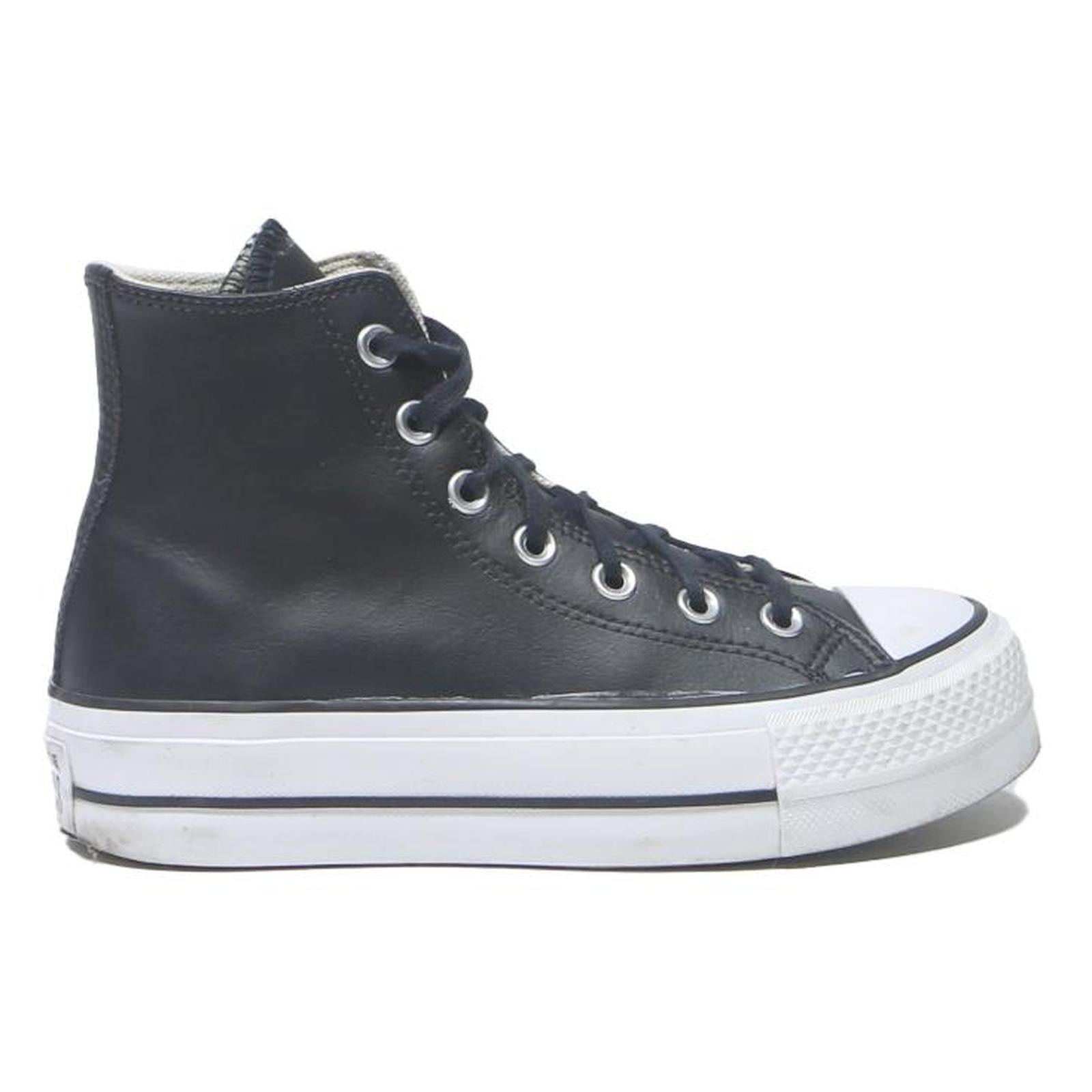 CONVERSE Chuck Taylor All Star Womens Black Leather High Top Trainers UK 3.5