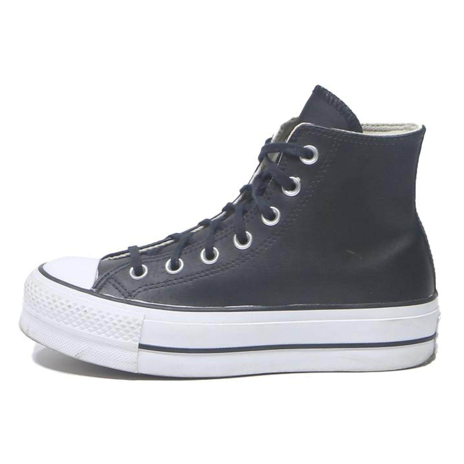 CONVERSE Chuck Taylor All Star Womens Black Leather High Top Trainers UK 3.5