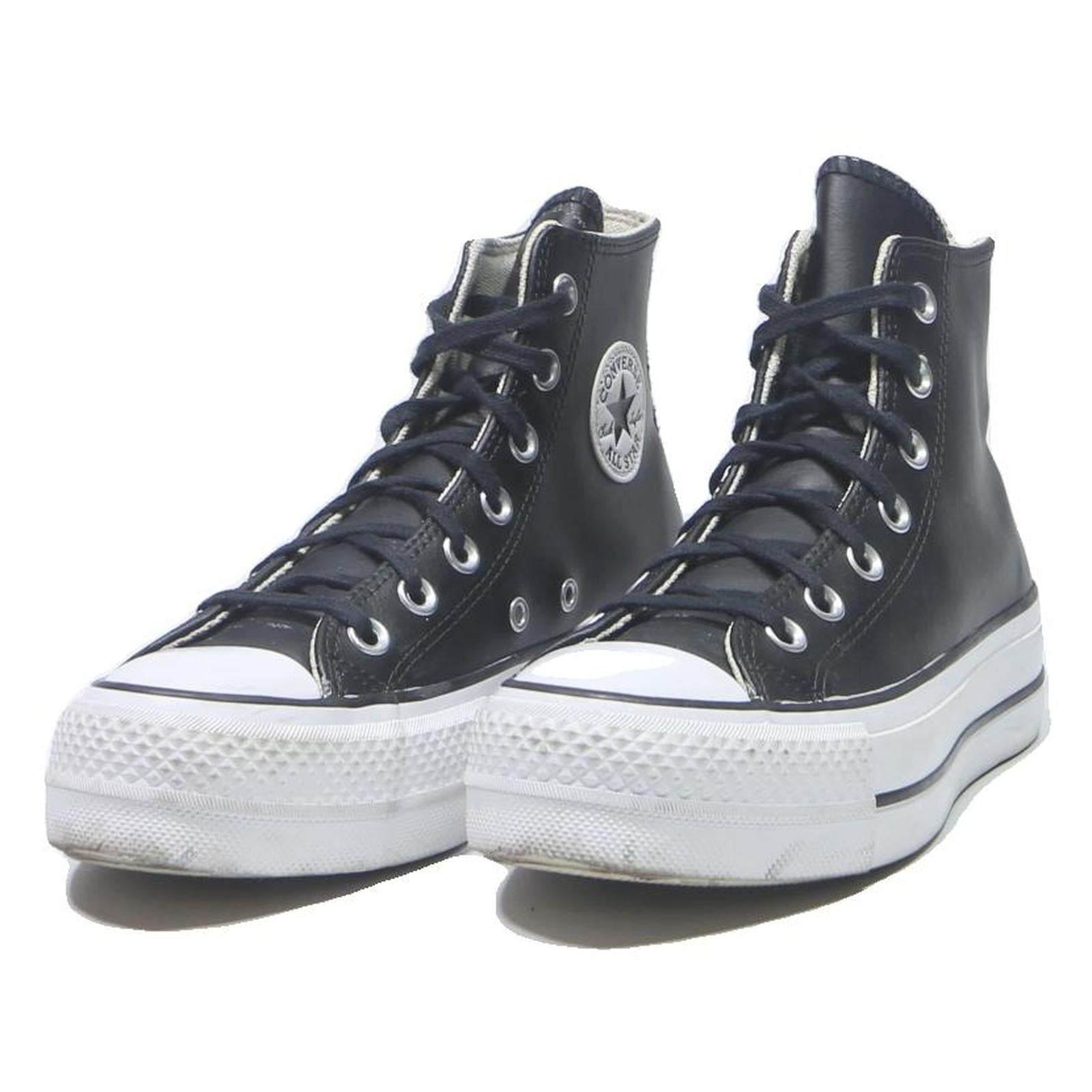 CONVERSE Chuck Taylor All Star Womens Black Leather High Top Trainers UK 3.5