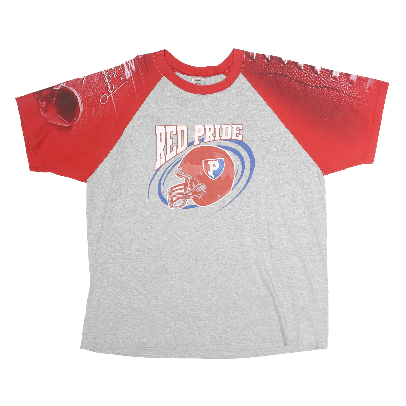 EVERYDAY LIFE Mens Grey & Red Red Pride Graphic T-Shirt XL Short Sleeve Crew