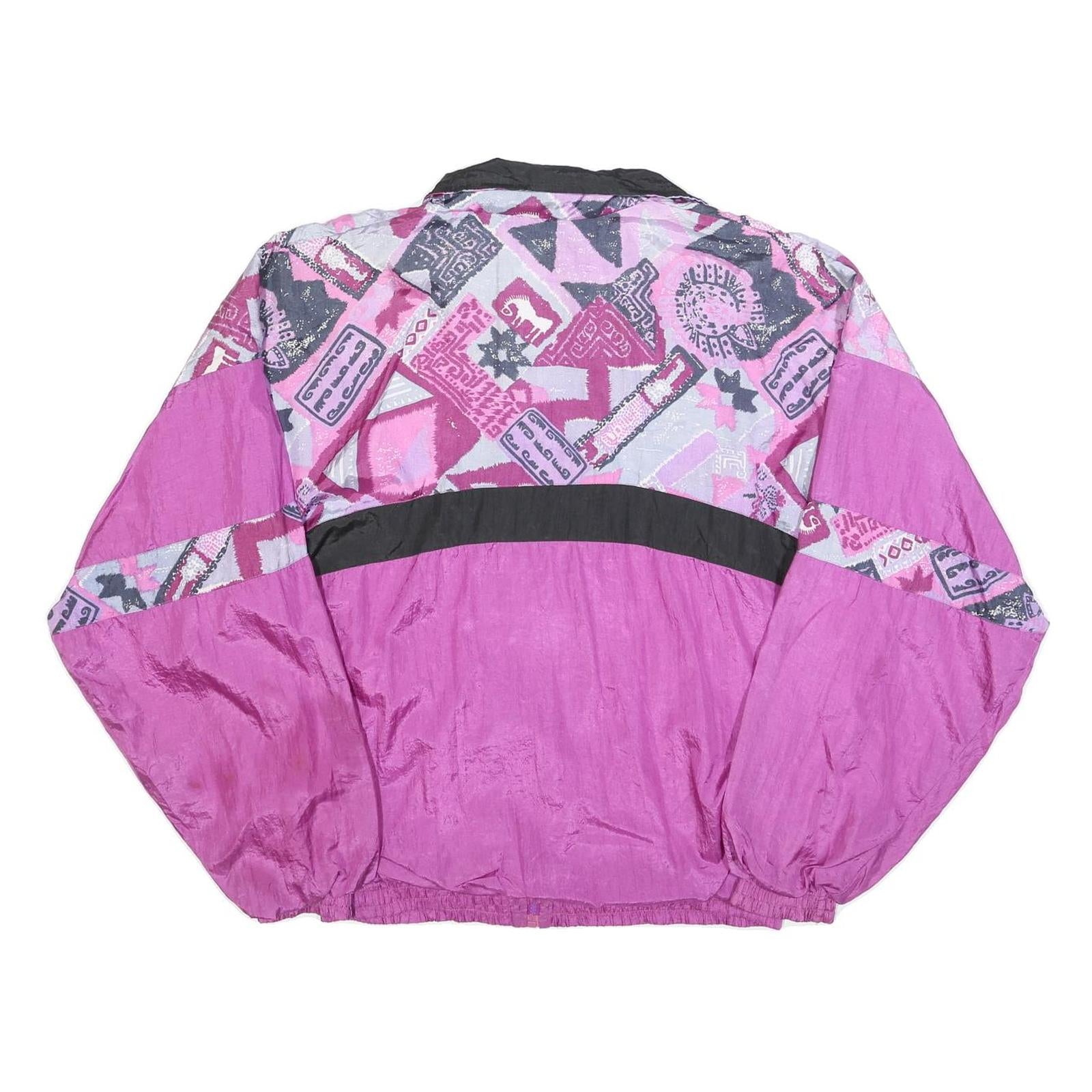 LUIGI LAMBERTO Mens Purple & Pink Printed Nylon Jacket M Lightweight Windbreaker
