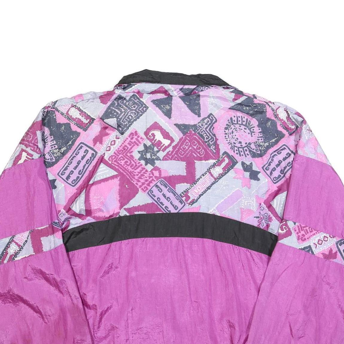 LUIGI LAMBERTO Mens Purple & Pink Printed Nylon Jacket M Lightweight Windbreaker