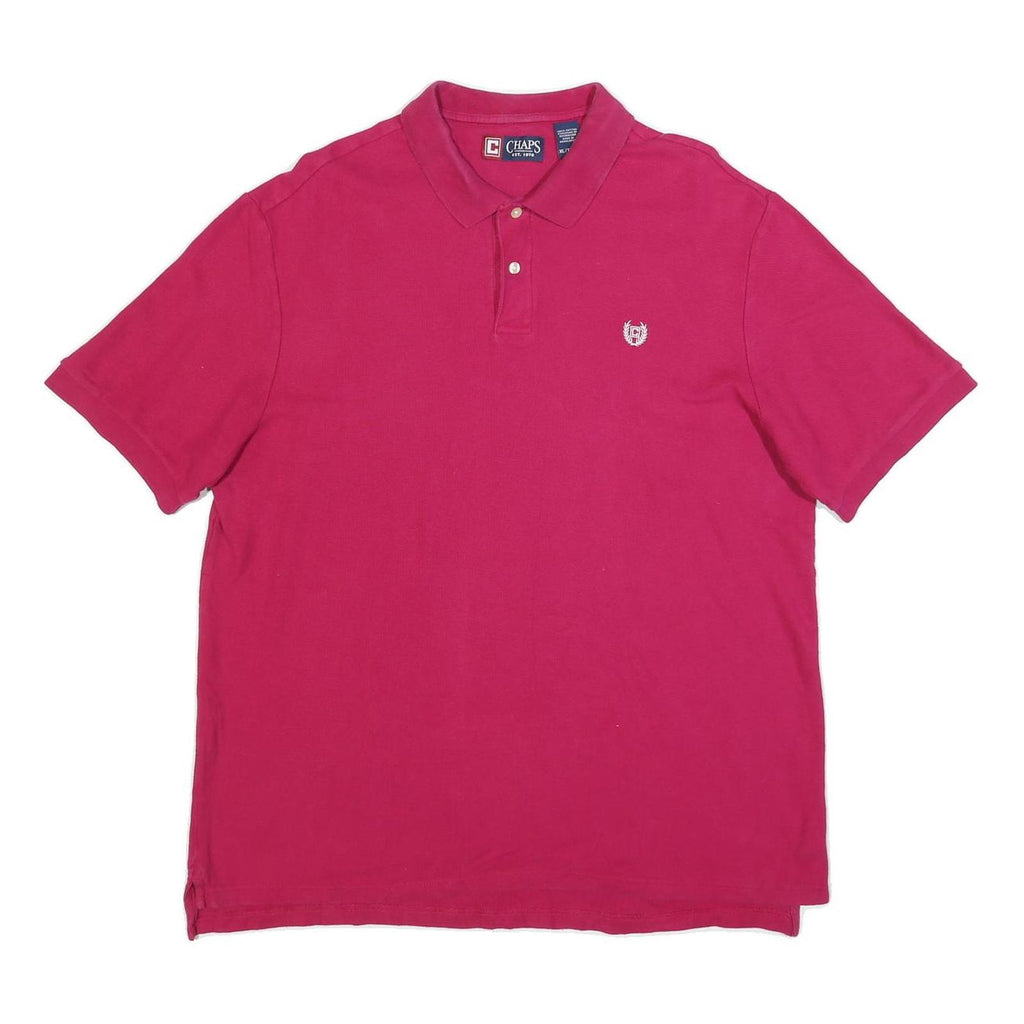 CHAPS Mens Red Short Sleeve Polo Shirt XL Cotton Blend Classic Fit Casual