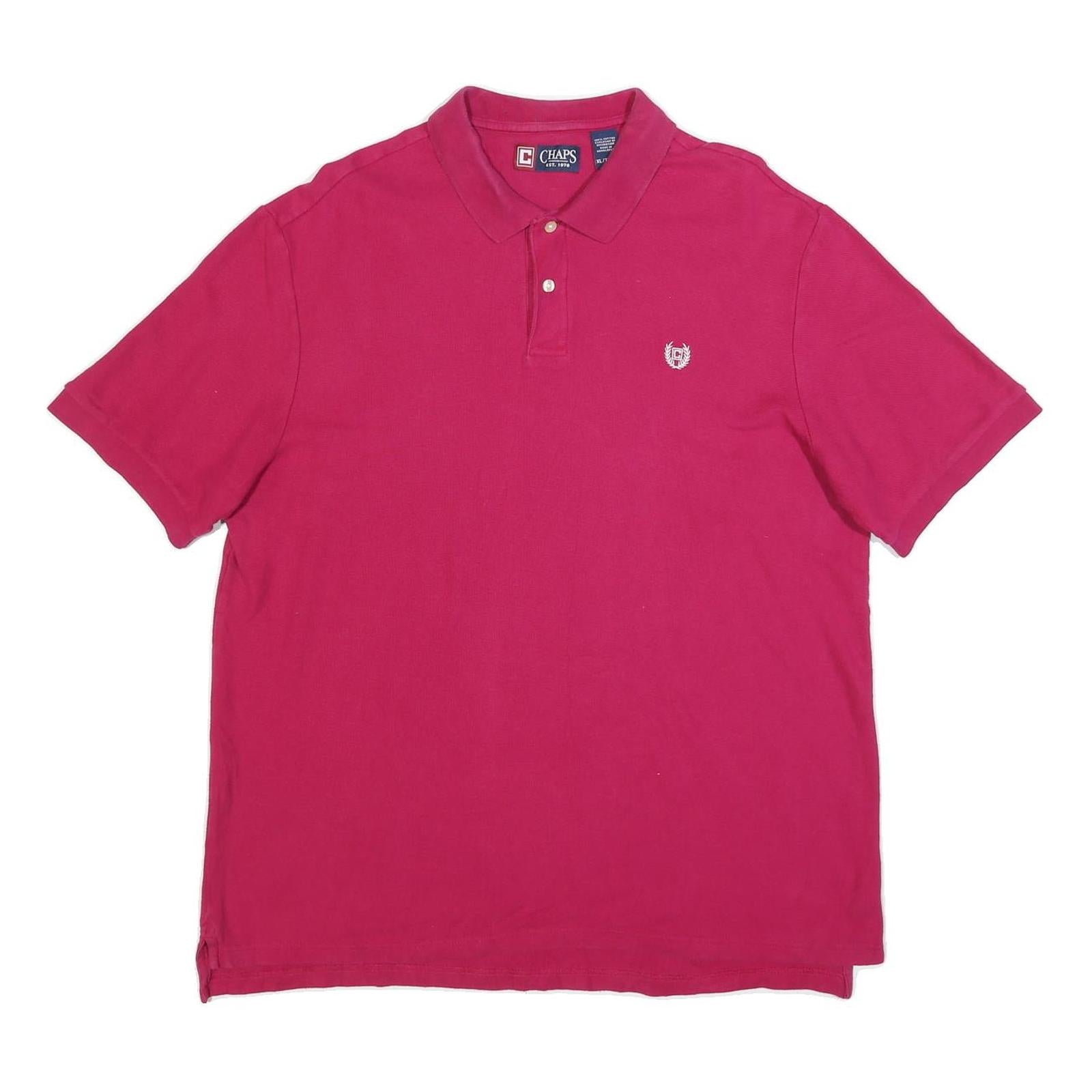 CHAPS Mens Red Short Sleeve Polo Shirt XL Cotton Blend Classic Fit Casual