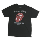 THE ROLLING STONES Mens Black L North American Tour 1975 Graphic T-Shirt Short