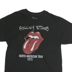 THE ROLLING STONES Mens Black L North American Tour 1975 Graphic T-Shirt Short