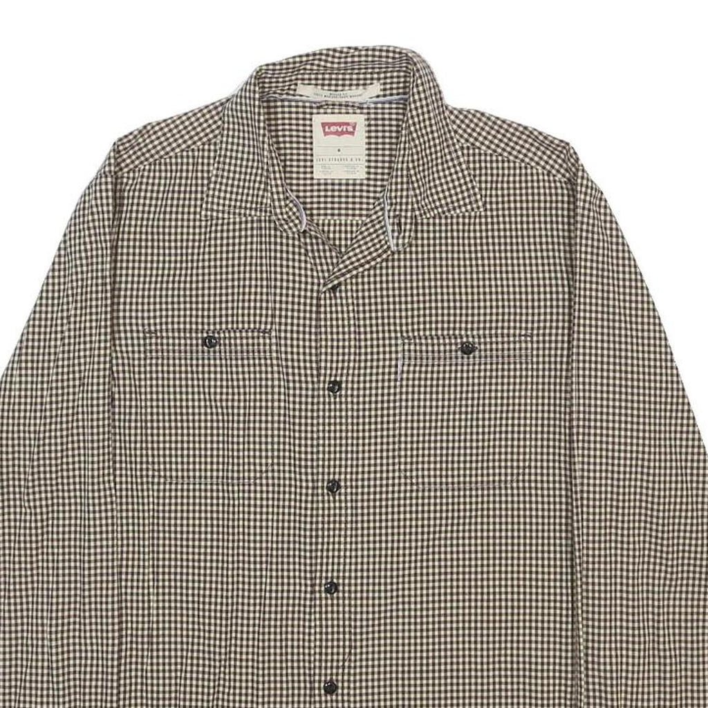 LEVI'S Mens Brown Check Shirt M Button Long Sleeve Casual Cotton Shirt