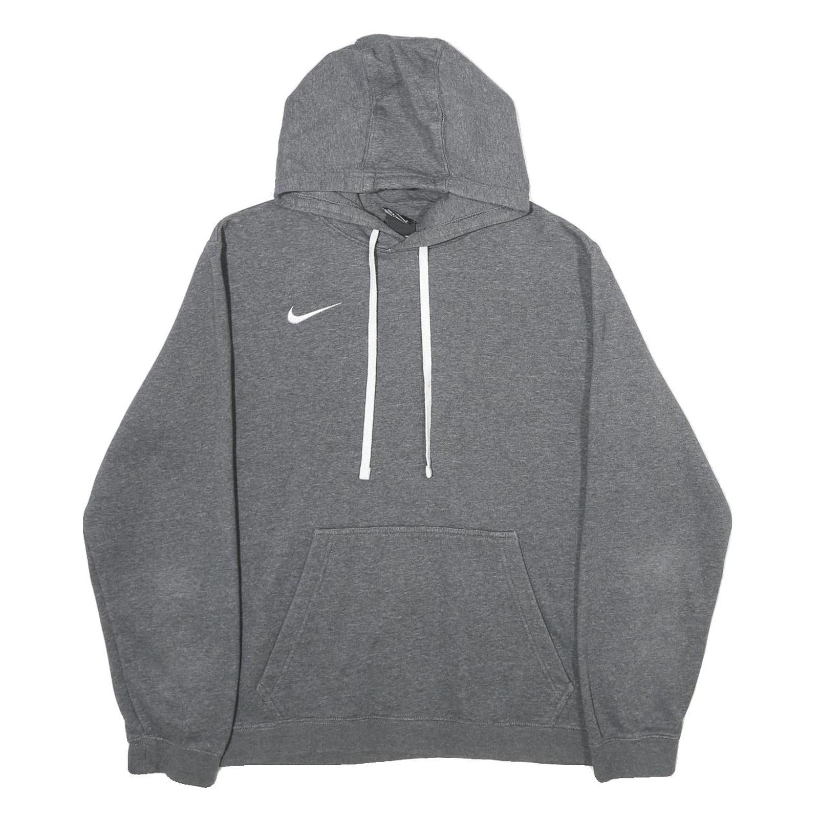 NIKE Mens Grey Hoodie L Cotton Blend Pullover Sports Sweatshirt