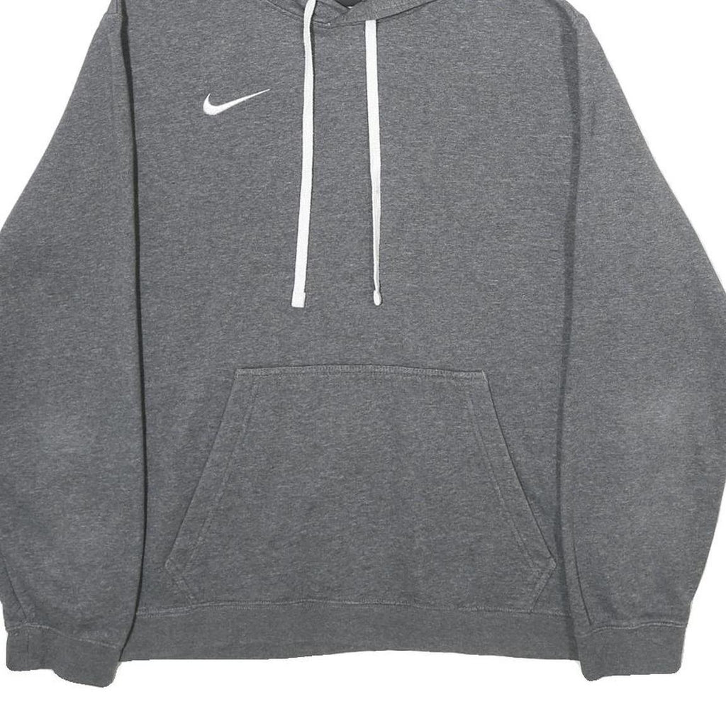 NIKE Mens Grey Hoodie L Cotton Blend Pullover Sports Sweatshirt