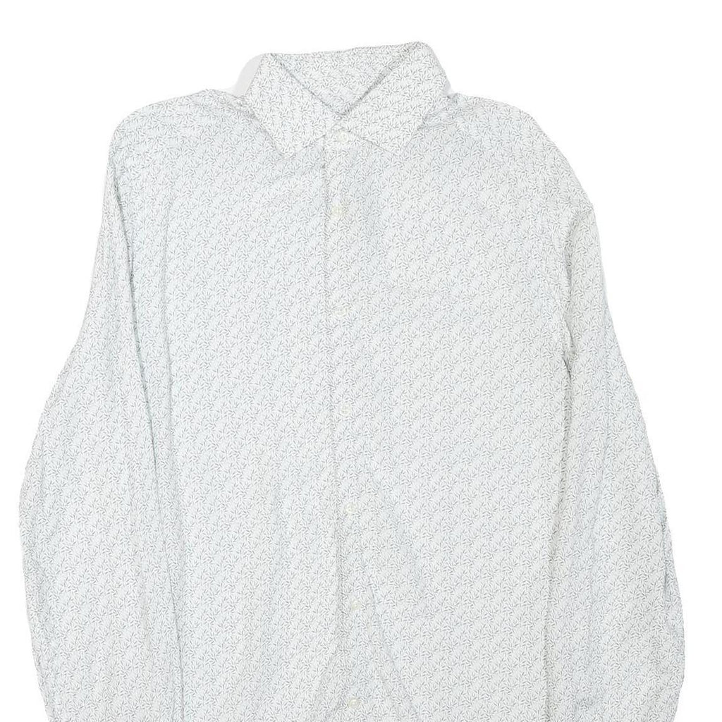 REISS Womens White & Black Patterned Shirt S Cotton Blend Formal Long Sleeve