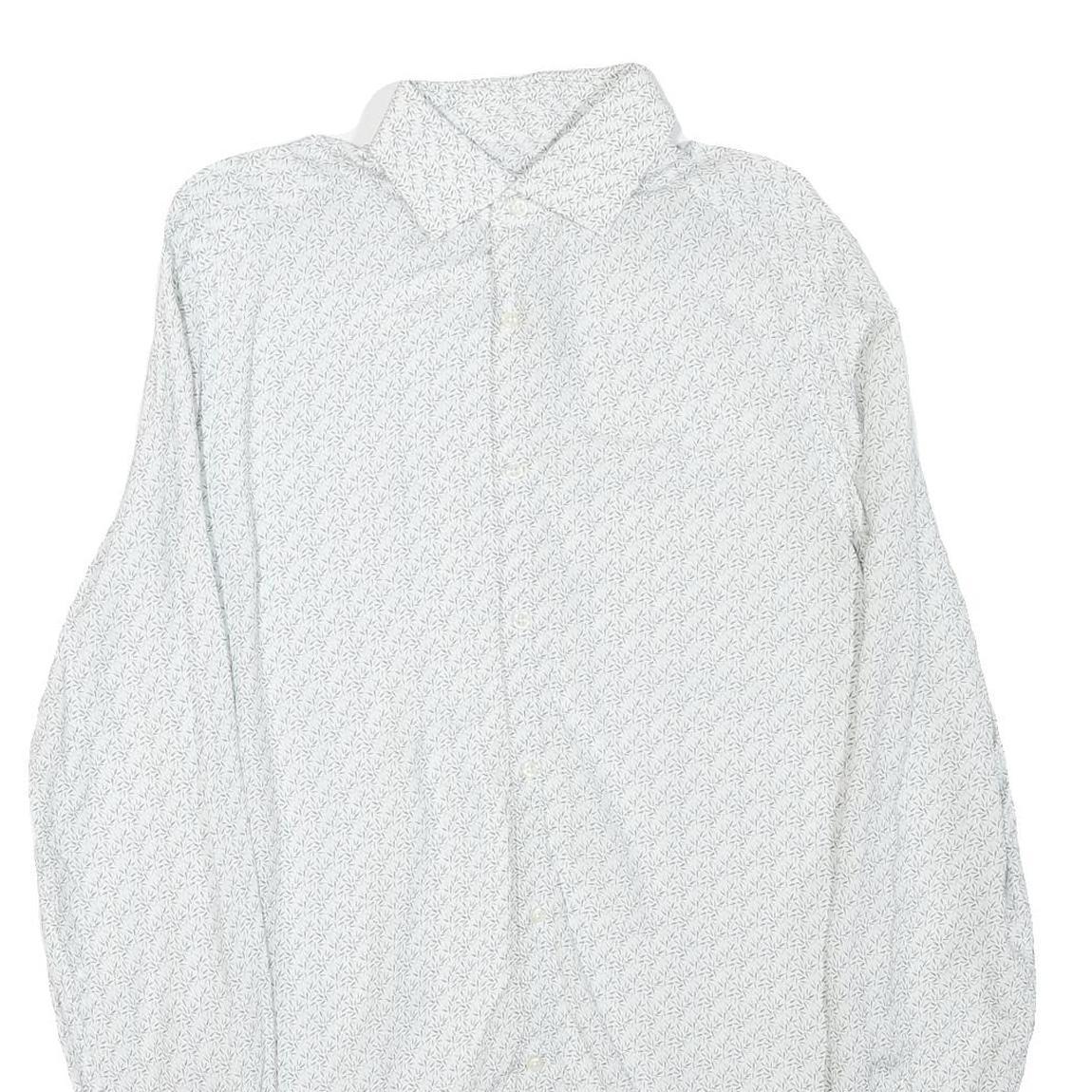 REISS Womens White & Black Patterned Shirt S Cotton Blend Formal Long Sleeve