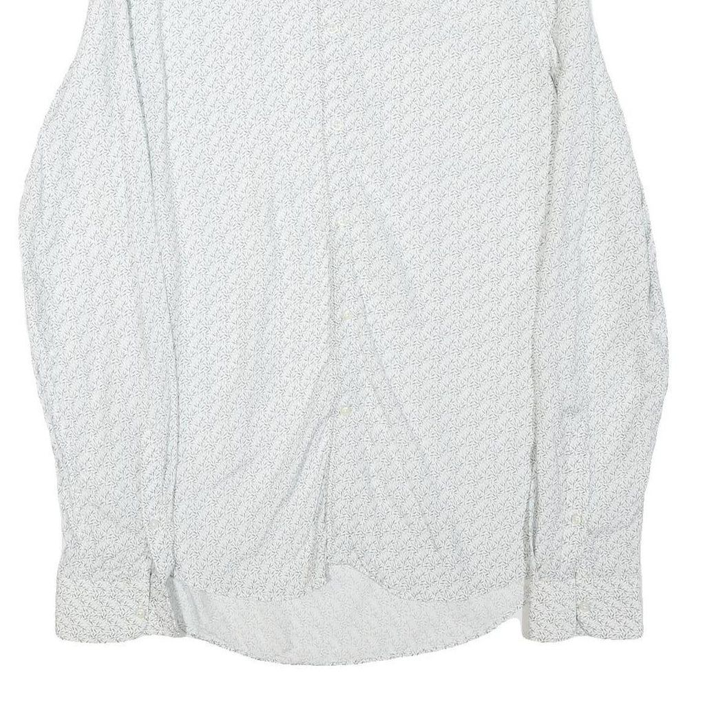 REISS Womens White & Black Patterned Shirt S Cotton Blend Formal Long Sleeve