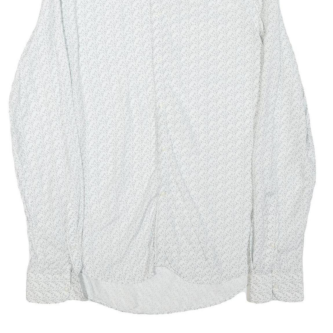 REISS Womens White & Black Patterned Shirt S Cotton Blend Formal Long Sleeve