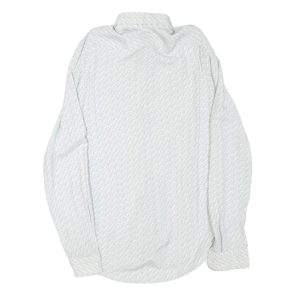 REISS Womens White & Black Patterned Shirt S Cotton Blend Formal Long Sleeve