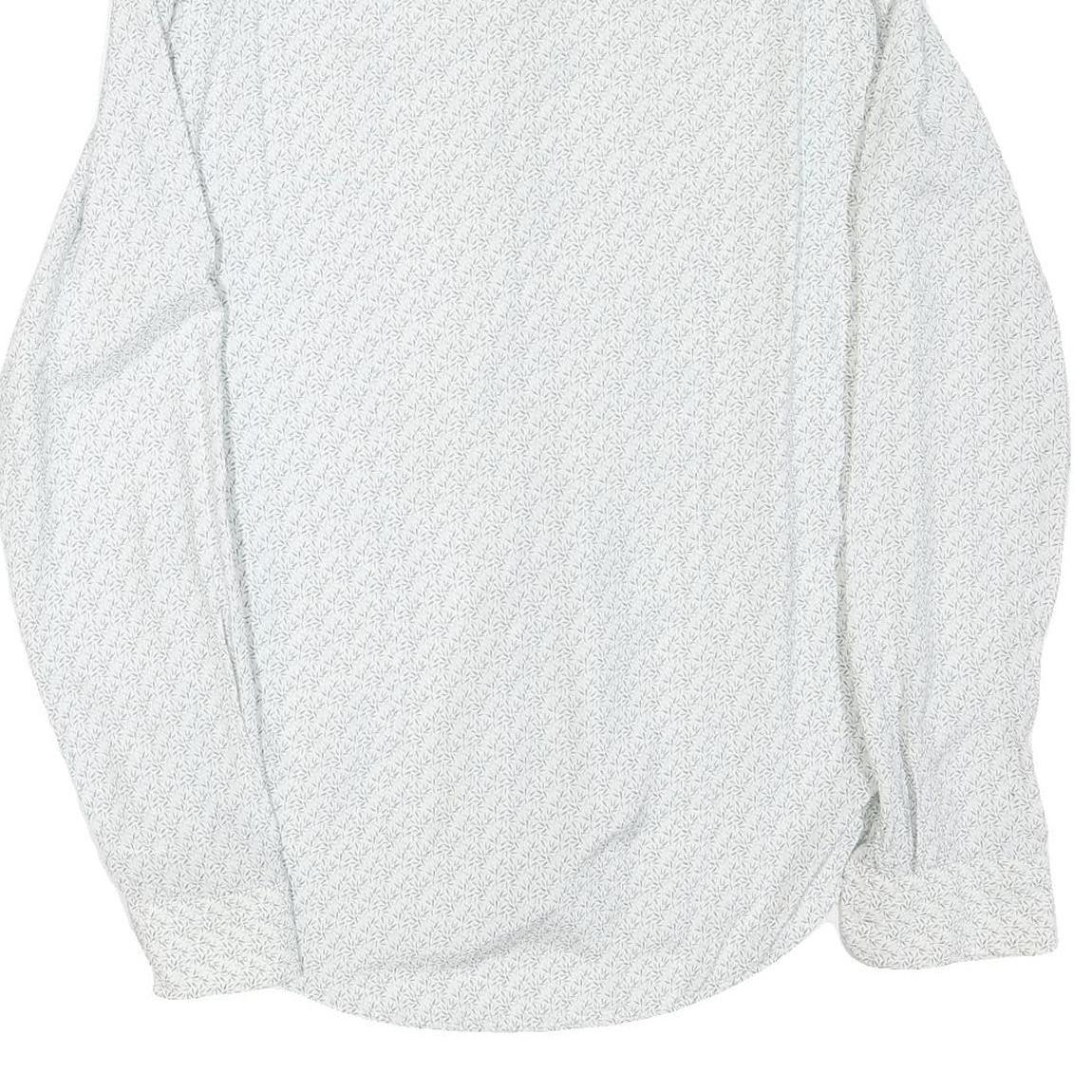 REISS Womens White & Black Patterned Shirt S Cotton Blend Formal Long Sleeve