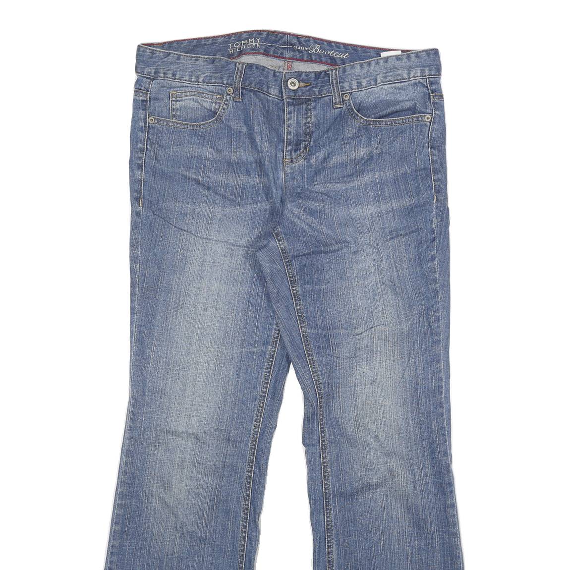 TOMMY HILFIGER Womens Blue Regular Bootcut Denim Light W35 L33 Toggle Closure