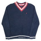NAUTICA Mens Jumper Blue V-Neck Tight Knit L