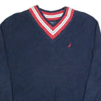 NAUTICA Mens Jumper Blue V-Neck Tight Knit L