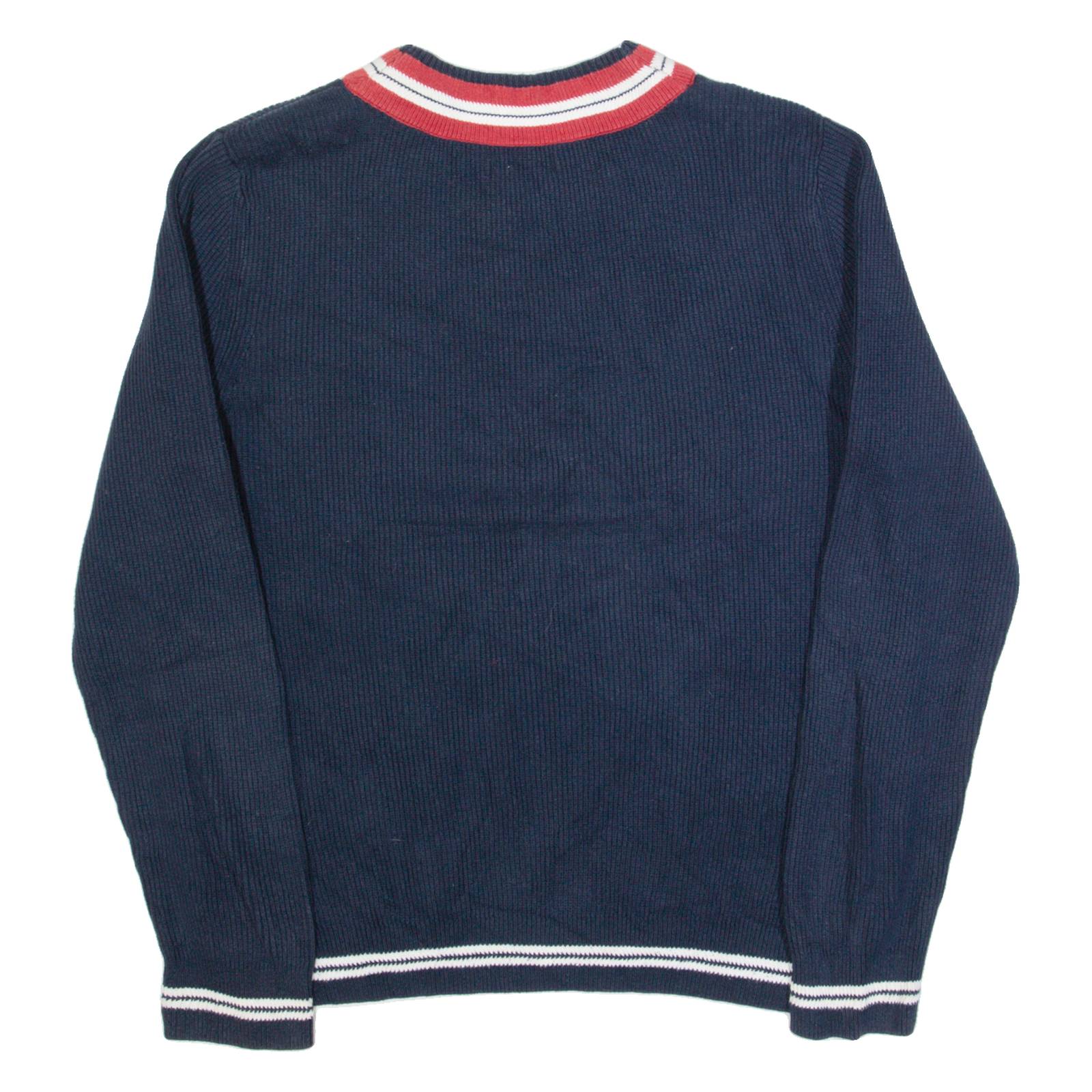 NAUTICA Mens Jumper Blue V-Neck Tight Knit L