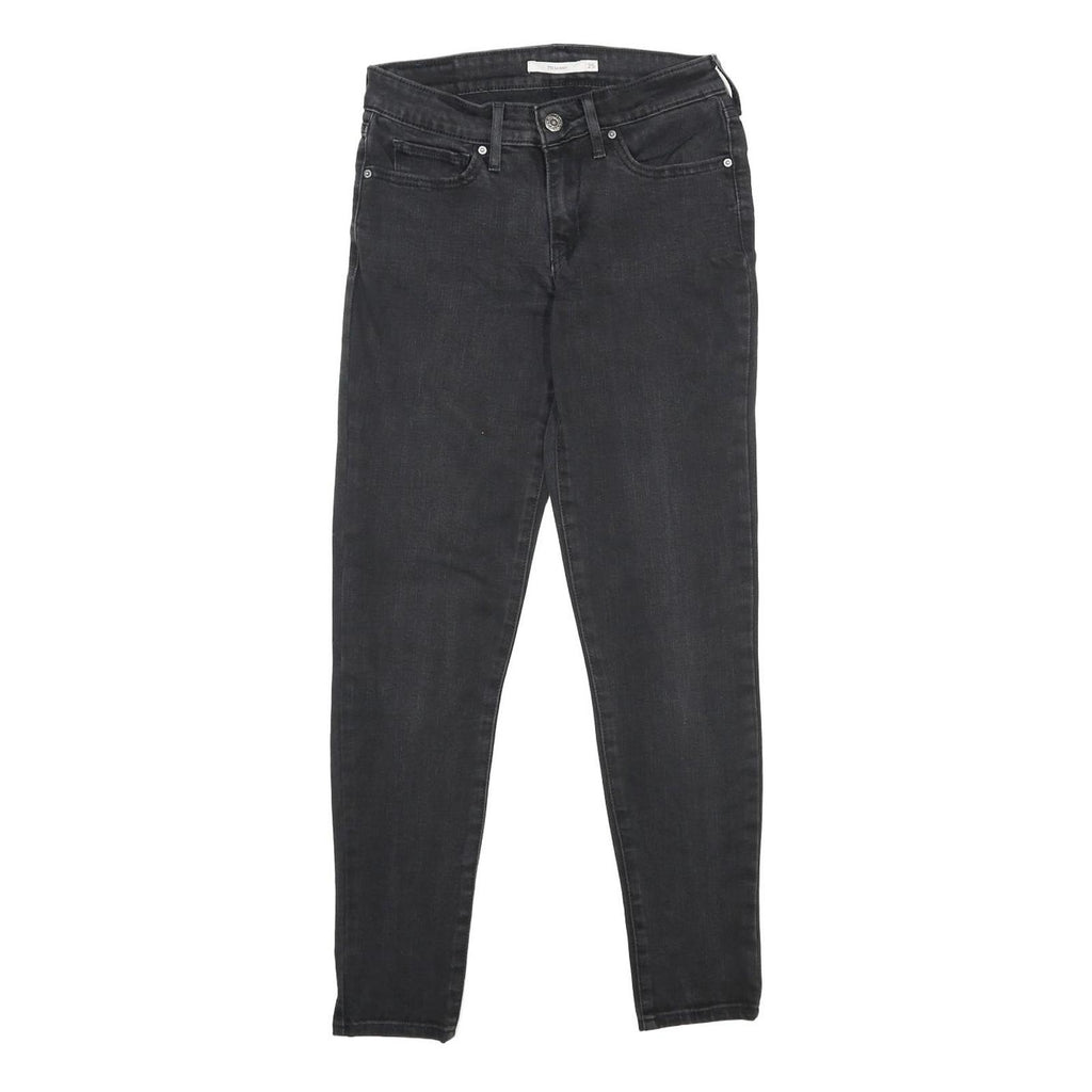 LEVI'S 711 Skinny Womens Jeans Black Slim Skinny Denim W25 L28 Stretch Zip