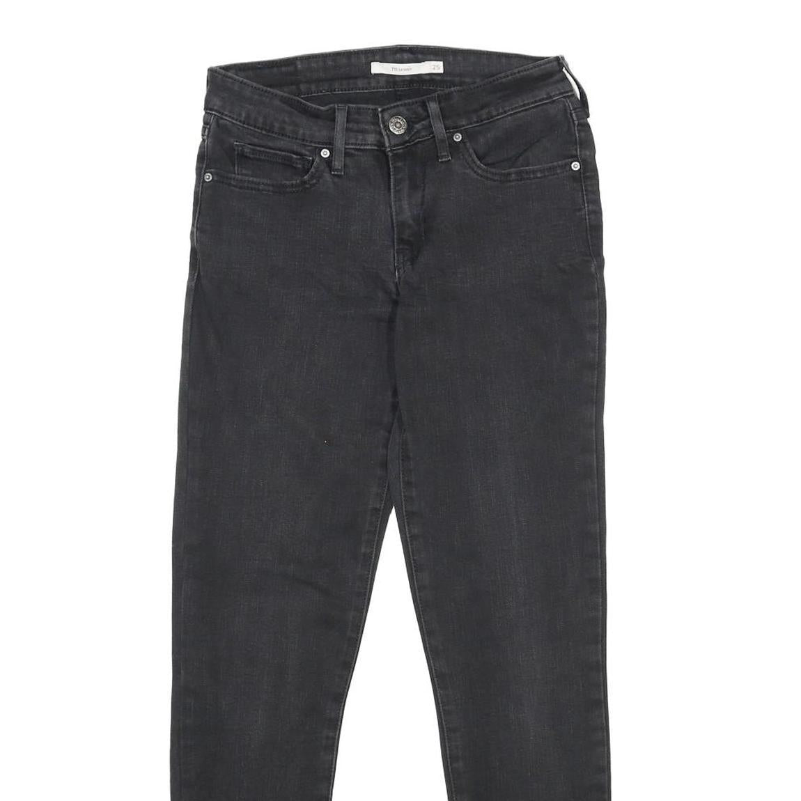 LEVI'S 711 Skinny Womens Jeans Black Slim Skinny Denim W25 L28 Stretch Zip