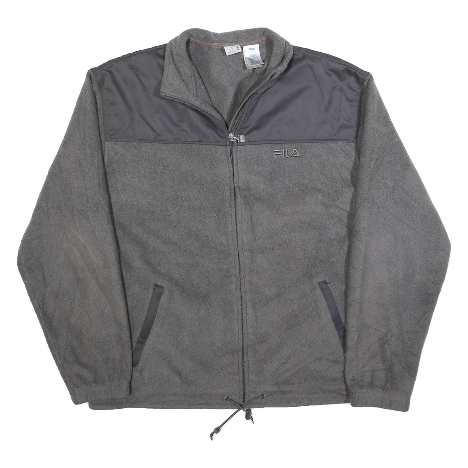 FILA Mens Grey Polyester Zip Jacket L Fleece Contrast Panel Casual Outerwear