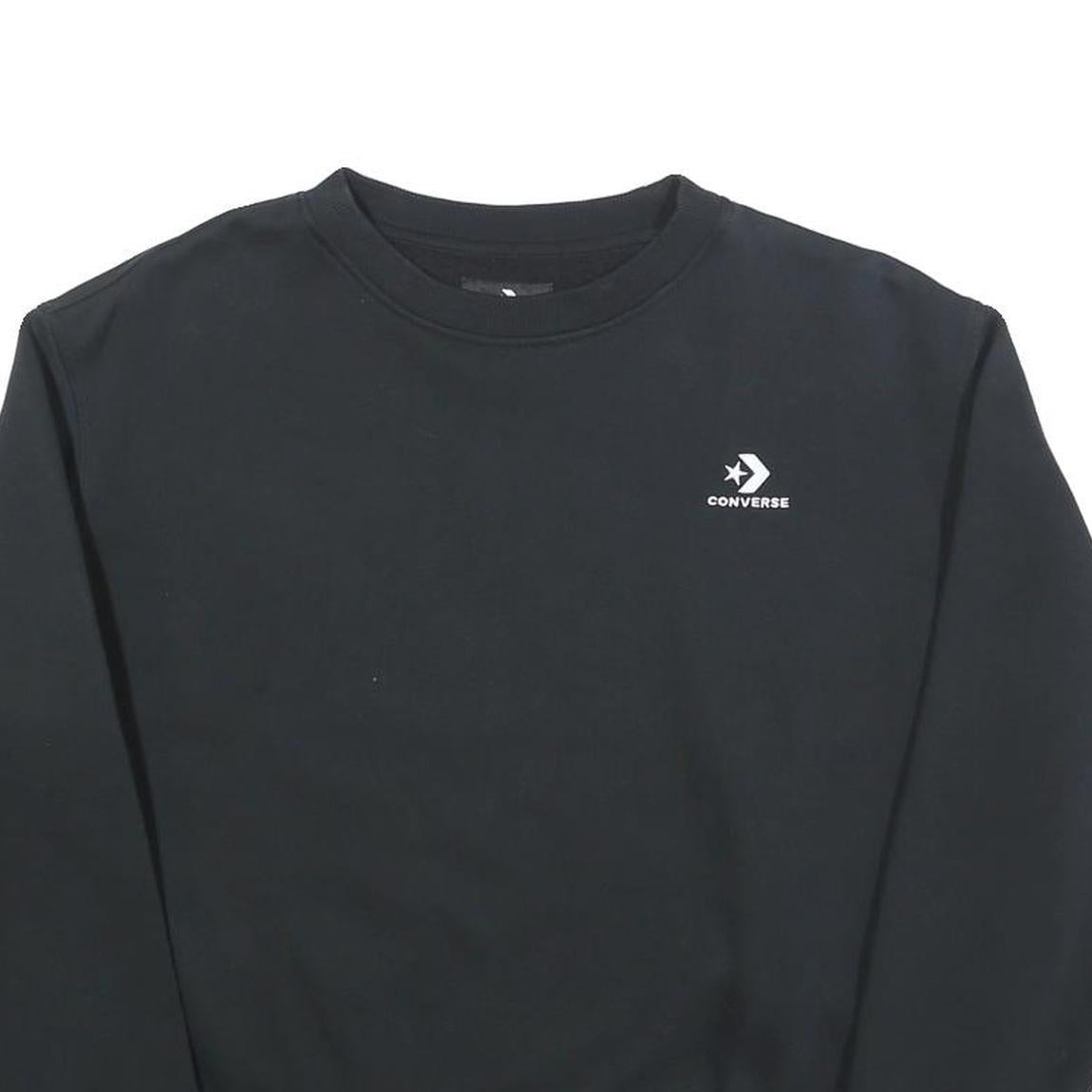 CONVERSE Womens Black Sweatshirt Crew Neck S Cotton Logo Pullover Casual