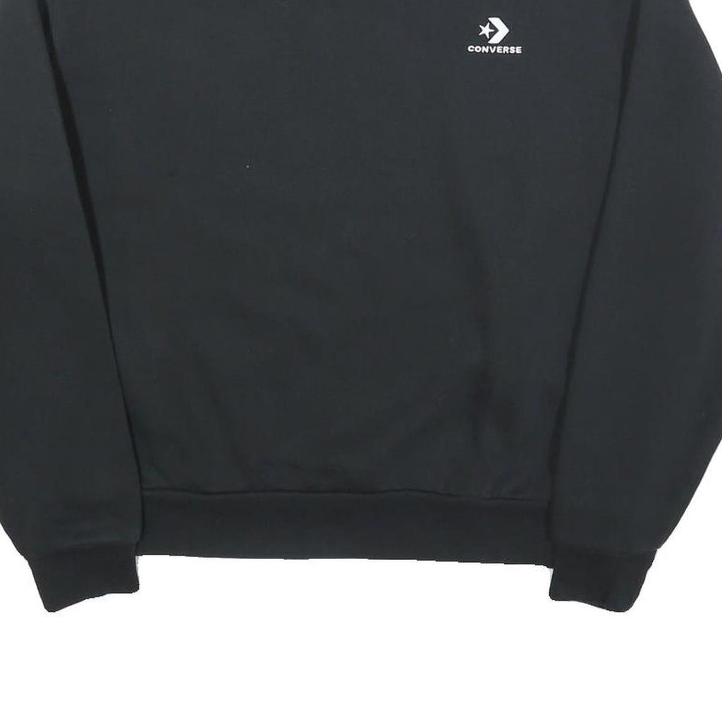CONVERSE Womens Black Sweatshirt Crew Neck S Cotton Logo Pullover Casual