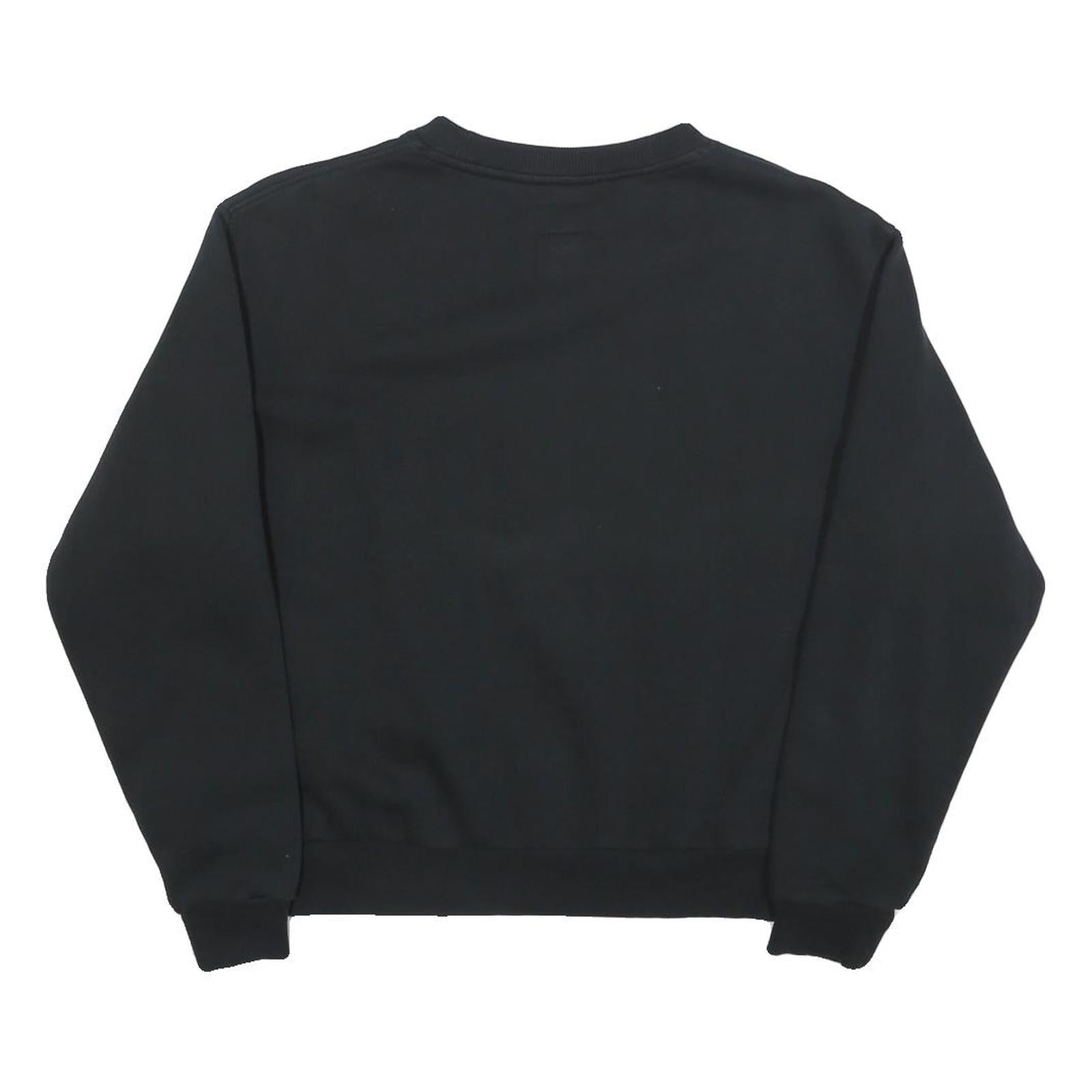 CONVERSE Womens Black Sweatshirt Crew Neck S Cotton Logo Pullover Casual