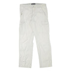 BIAGGINI Mens Cotton Blend White Regular Fit Cargo Trousers W33 L31 Casual Zip