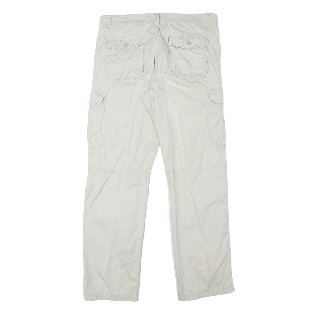 BIAGGINI Mens Cotton Blend White Regular Fit Cargo Trousers W33 L31 Casual Zip