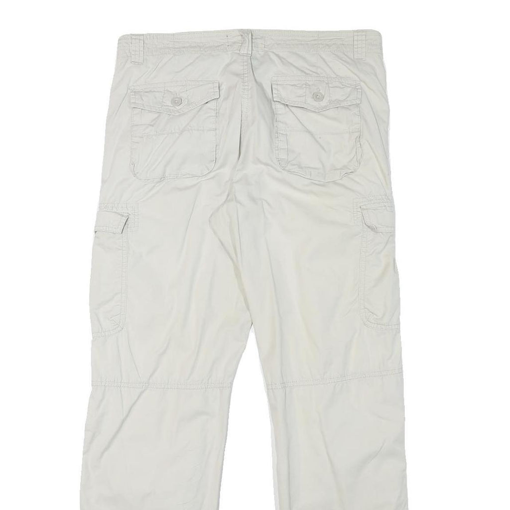 BIAGGINI Mens Cotton Blend White Regular Fit Cargo Trousers W33 L31 Casual Zip
