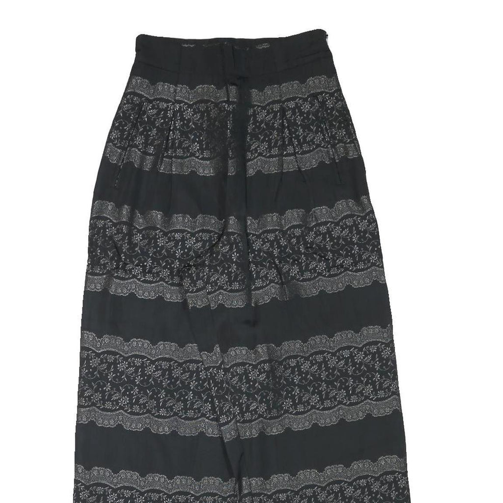 GANNI Womens Rayon Black Relaxed Wide-Leg Trousers W24 L26 Printed Comfortable