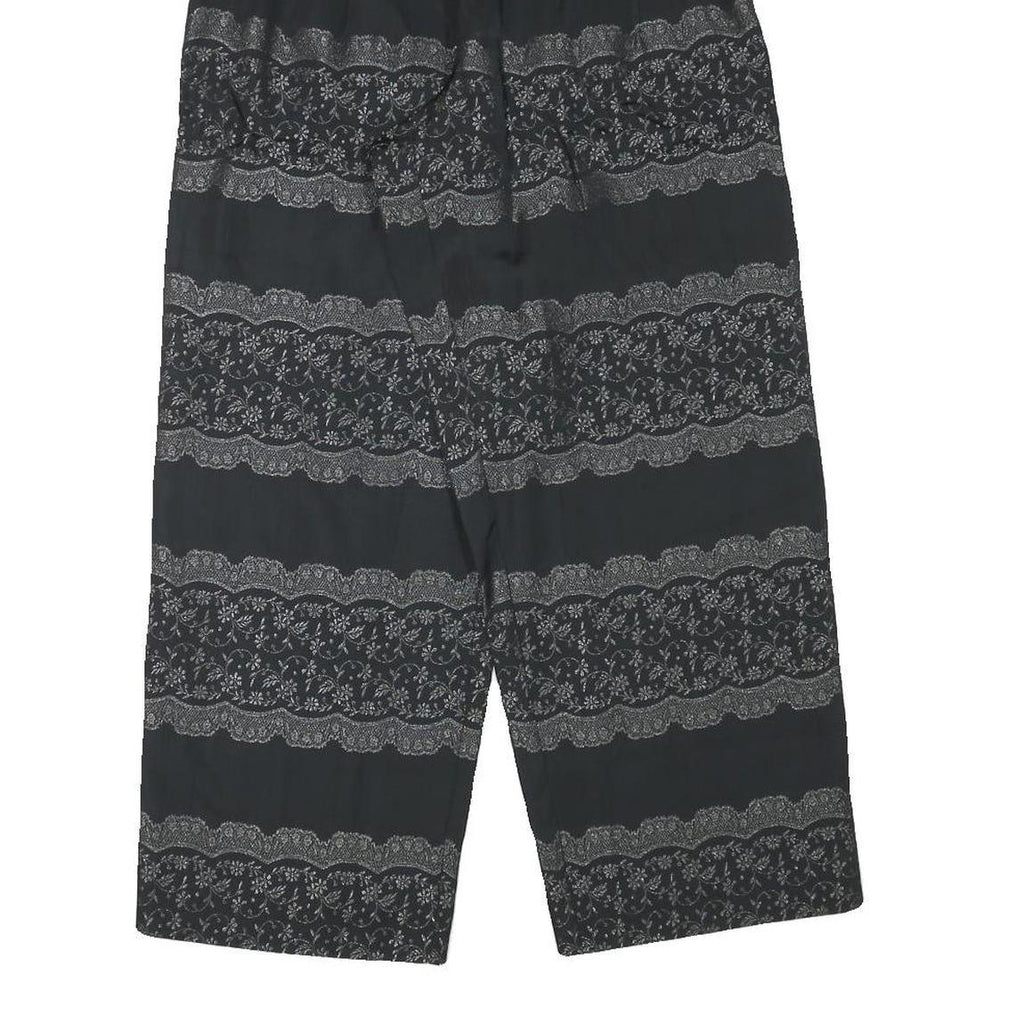 GANNI Womens Rayon Black Relaxed Wide-Leg Trousers W24 L26 Printed Comfortable