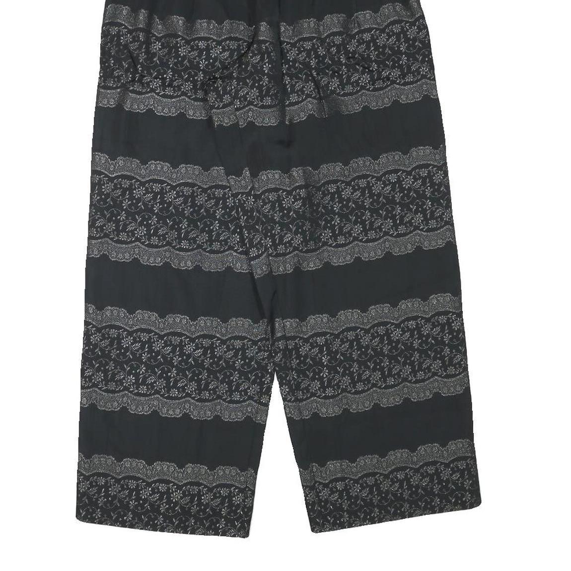 GANNI Womens Rayon Black Relaxed Wide-Leg Trousers W24 L26 Printed Comfortable