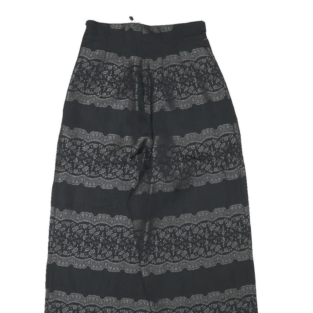 GANNI Womens Rayon Black Relaxed Wide-Leg Trousers W24 L26 Printed Comfortable