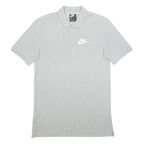 NIKE Mens Grey Short Sleeve Plain Cotton Polo Shirt S Classic Logo Casual Wear