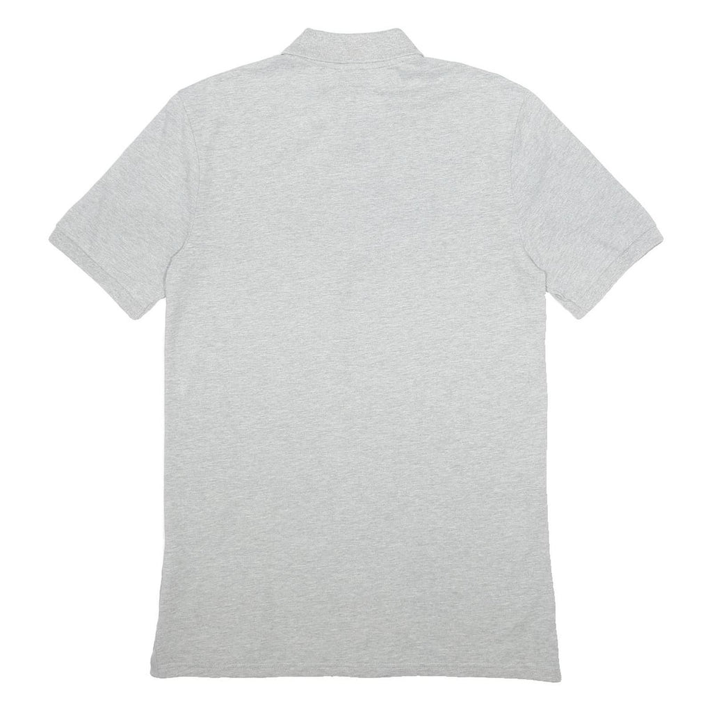 NIKE Mens Grey Short Sleeve Plain Cotton Polo Shirt S Classic Logo Casual Wear