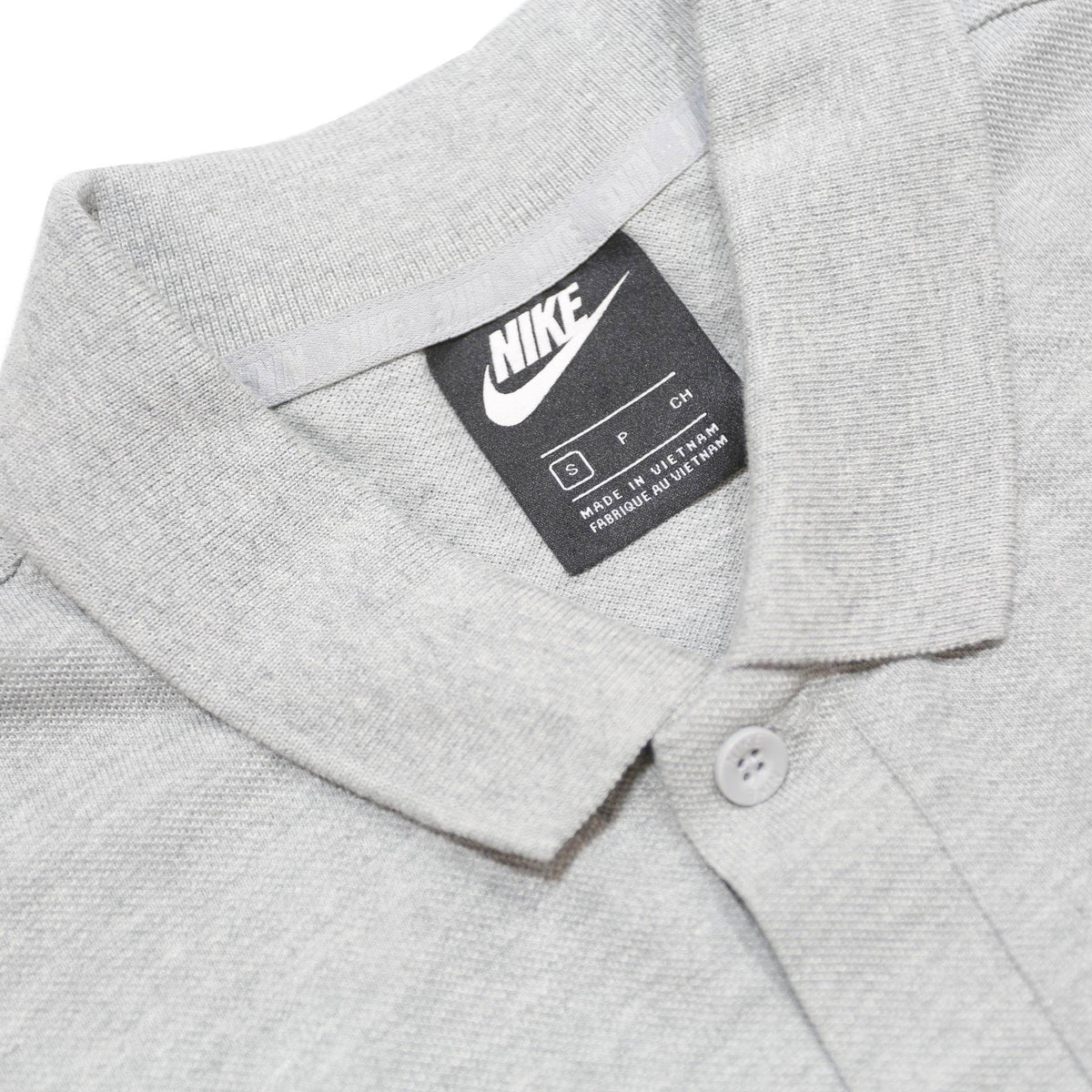 NIKE Mens Grey Short Sleeve Plain Cotton Polo Shirt S Classic Logo Casual Wear