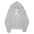 CALVIN KLEIN Womens Grey Zip Up Hoodie S Logo Elasticated Hem Sweatshirt