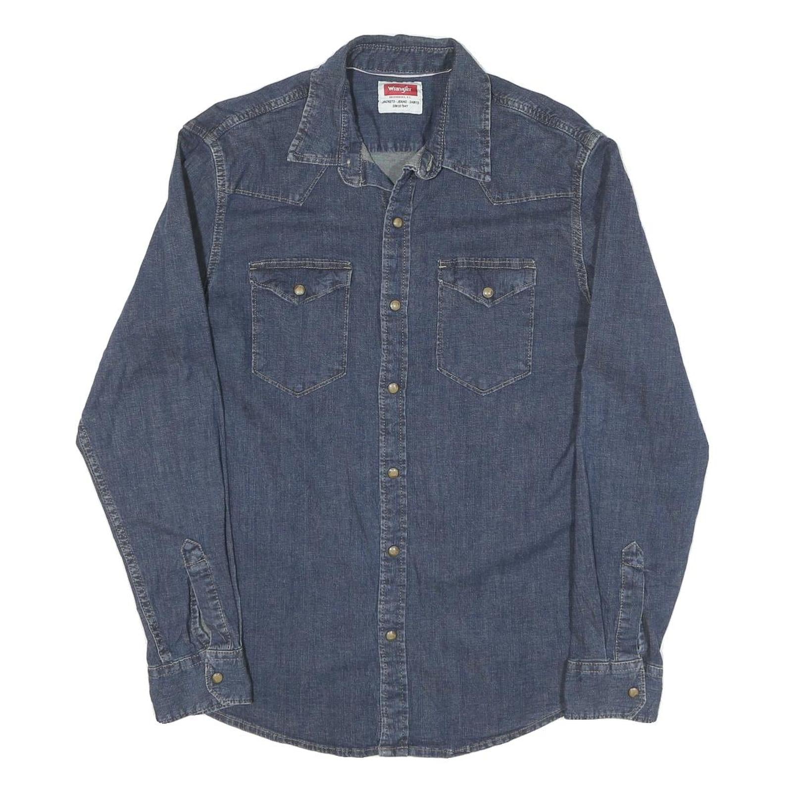 WRANGLER Womens Blue Denim Shirt M Long Sleeve Button Casual Western