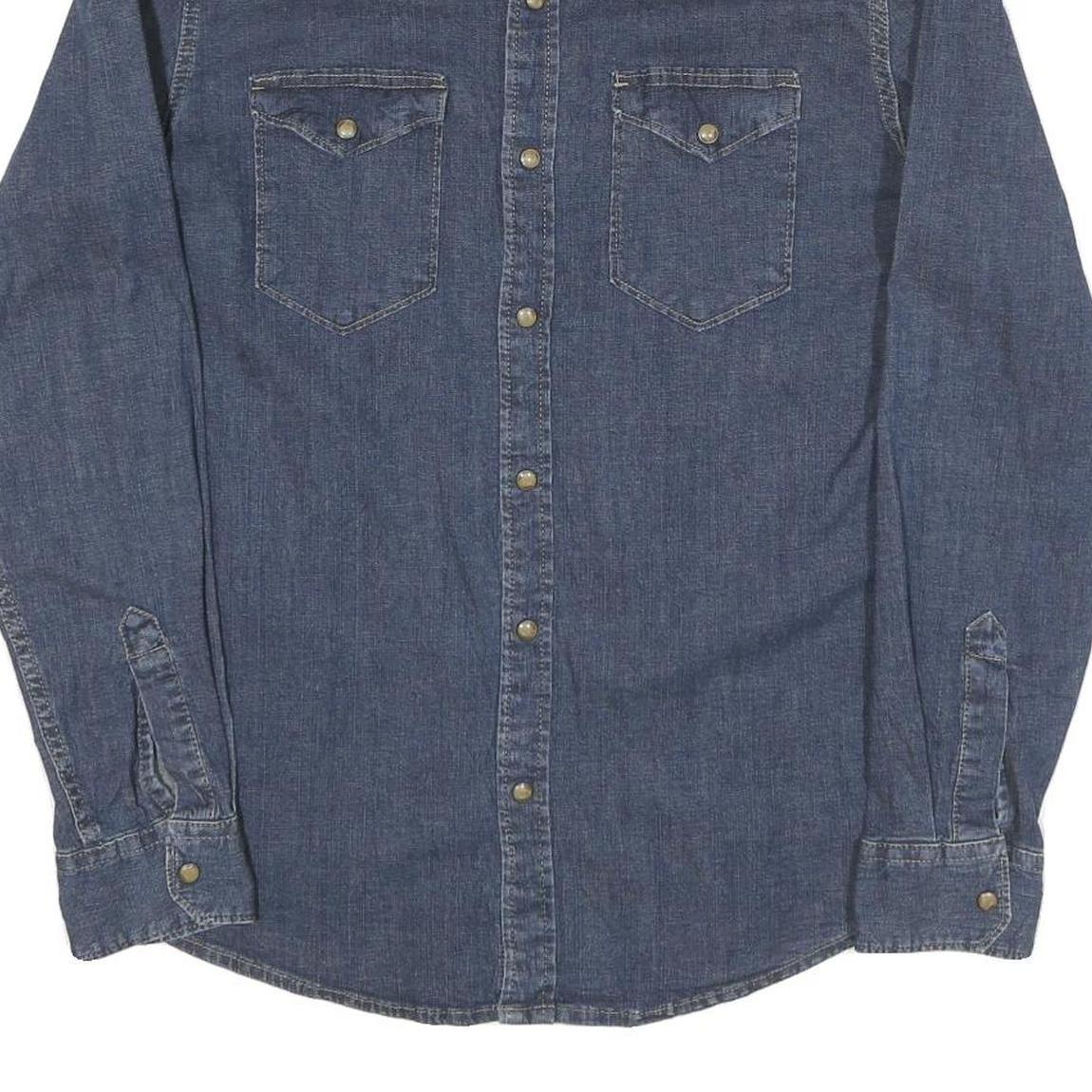 WRANGLER Womens Blue Denim Shirt M Long Sleeve Button Casual Western